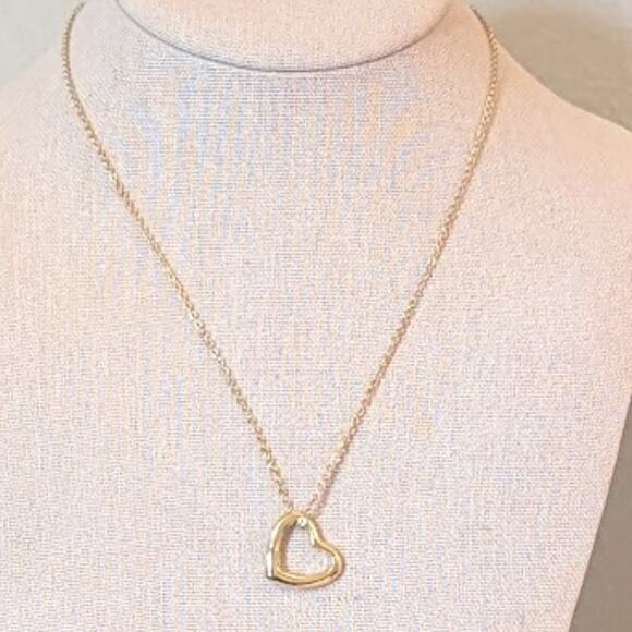 Gold Tone Open Heart Necklace - Picture 1 of 5